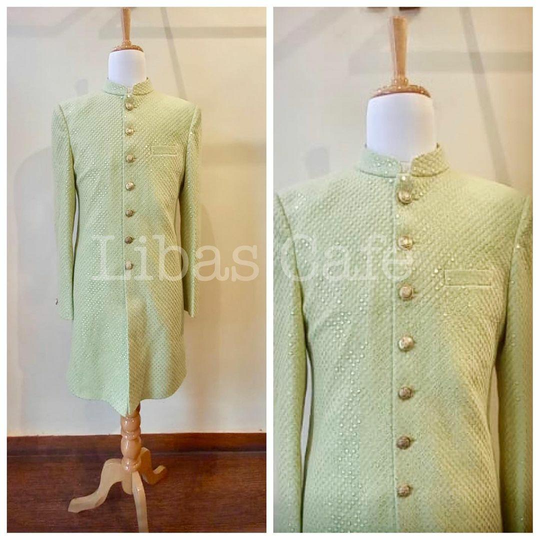 Pastel Green Lucknowi Sherwani